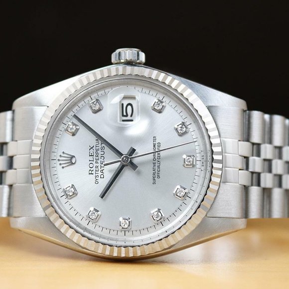 Rolex Datejust Men's 36mm Diamond Silver Watch - Picture 3 of 7